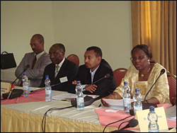 Dr. Fatoumata Nafo-Traoré receiving the medal from His Excellency Dr. Tedrso Adhanom, Minister of Health, Addis Ababa, February 19, 2012