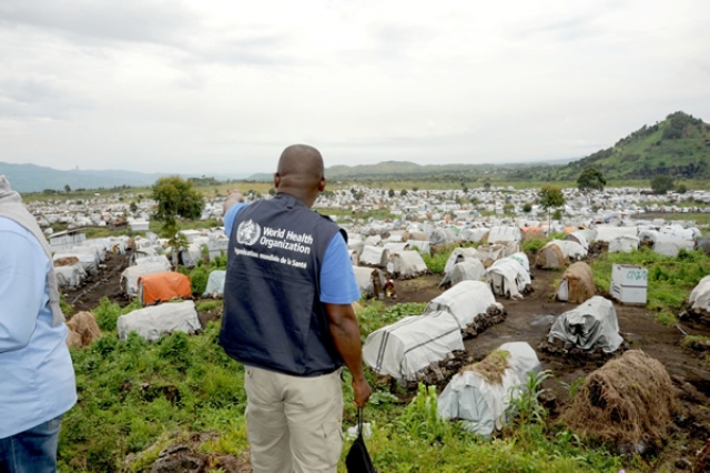 Une vue partielle du camp de déplacés internes de Bulengo, au nord de Goma OMS/Eugene Kabambi