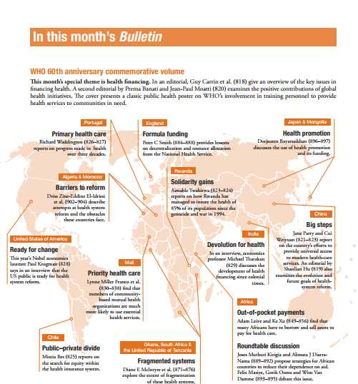 Special Theme: Health Financing. Bulletin of the World Health Organization. 2008; Volume 86(11)  