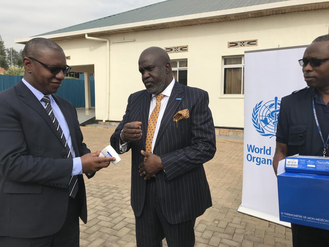 WHO handover infrared thermometers to Ministry of Health 