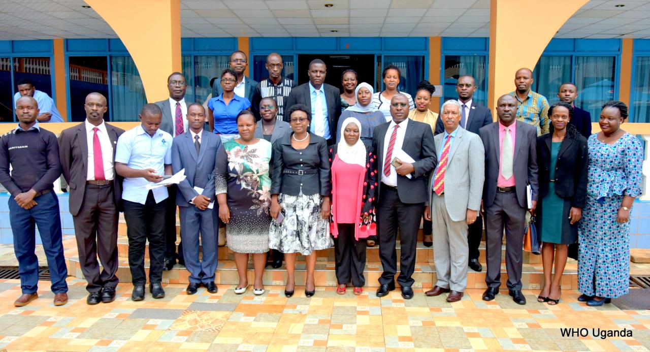 Officials from the Ministry of Health, WHO, UNACOH, CTCA and CEHURD Uganda at the launch of the National Tobacco Control Committee 