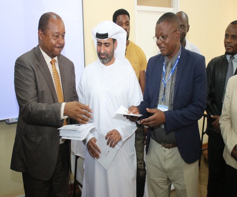 Minister of Health and Child Care, Dr Obadiah Moyo, the Deputy Minister of International Relations for UAE, and Dr Munongo with the Strategy