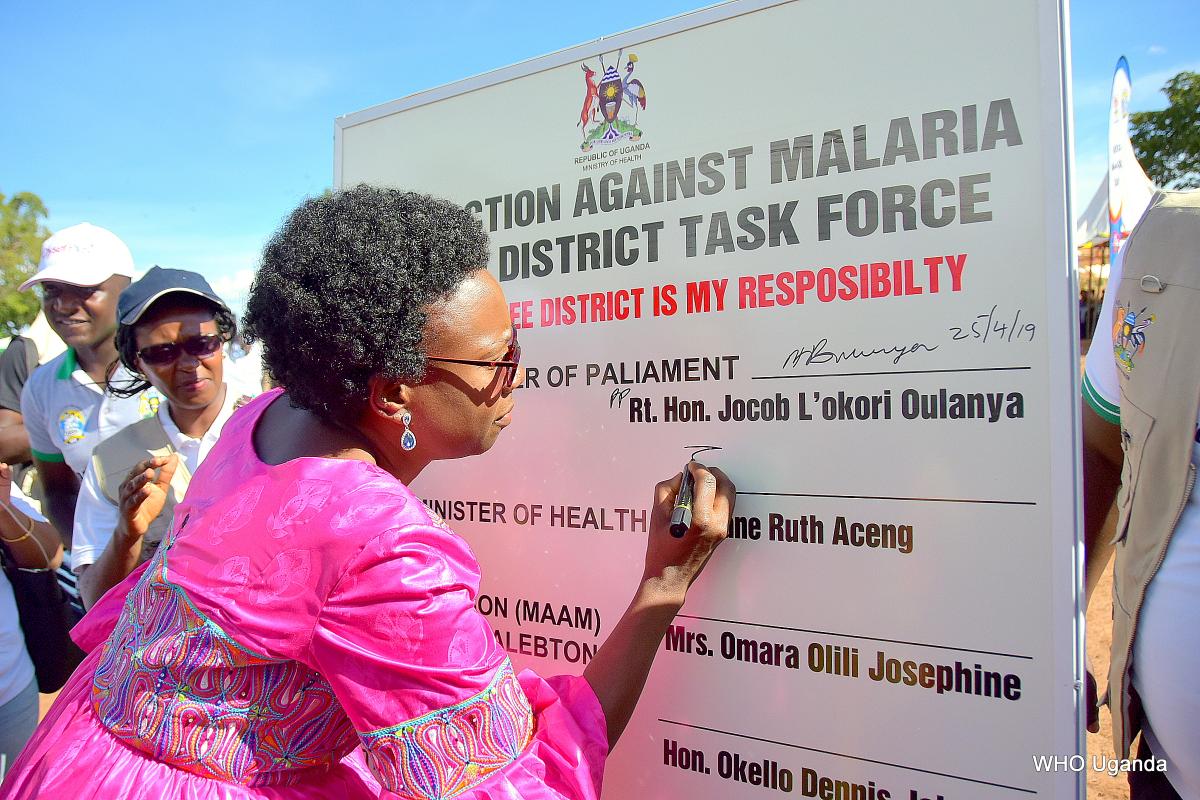 Minister of Health, Dr Jane Ruth Aceng inaugurating the District MAAM Task Forces which are chaired by Resident District Commissioners in their respective districts.