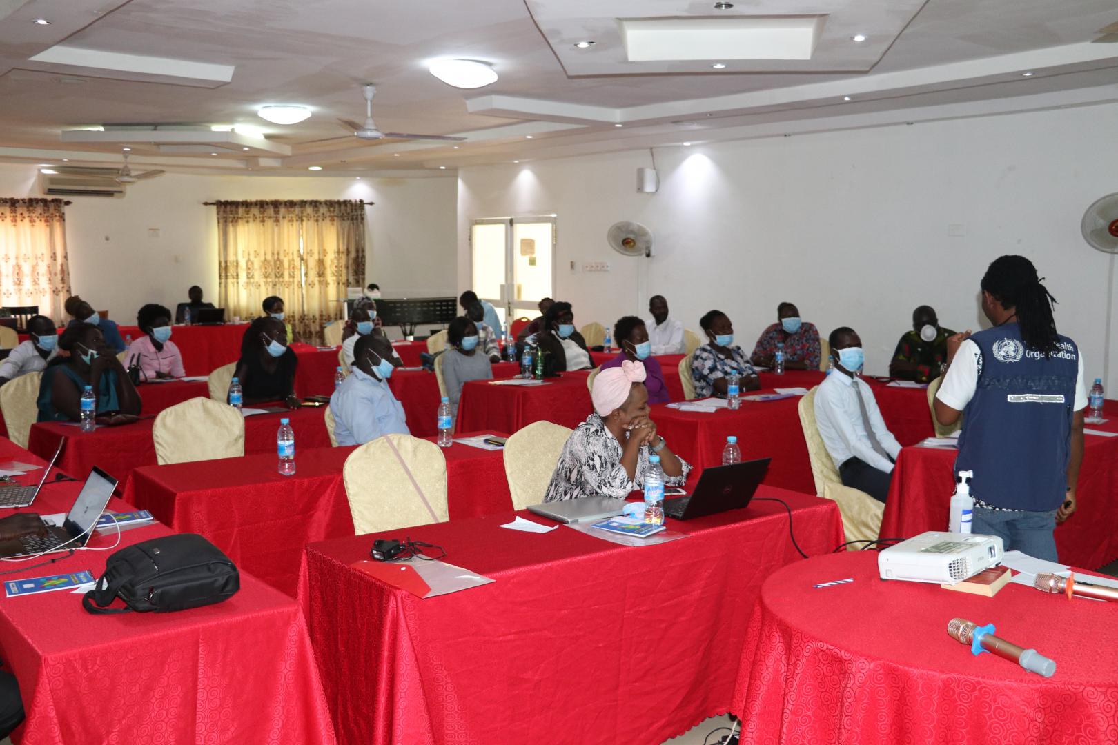 Mr Alex Freeman facilitating the IPC training during the face to face training in Juba.