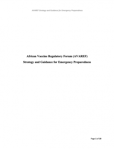 African Vaccine Regulatory Forum (AVAREF) - Strategy and Guidance for Emergency Preparedness