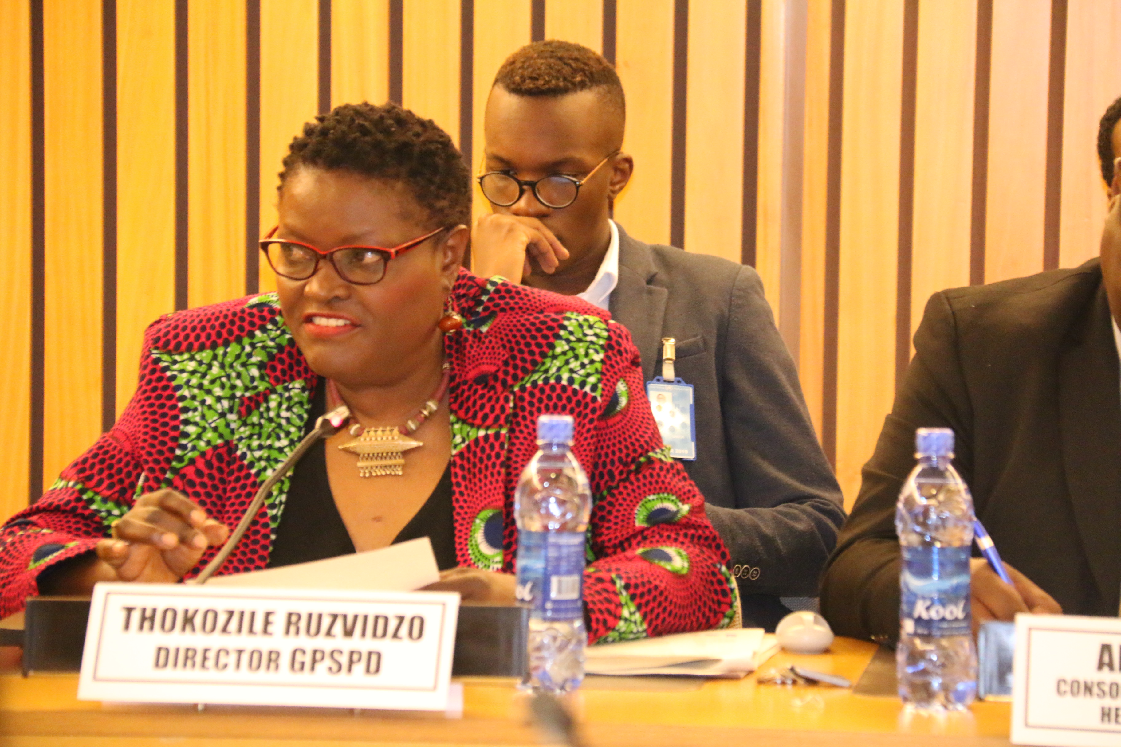 Ms. Thokozile Ruzvidzo, Director, Social Development Policy Division, ECA while moderating the session