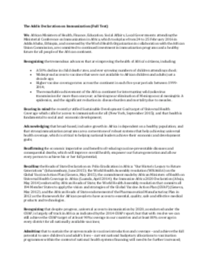The Addis Declaration on Immunization