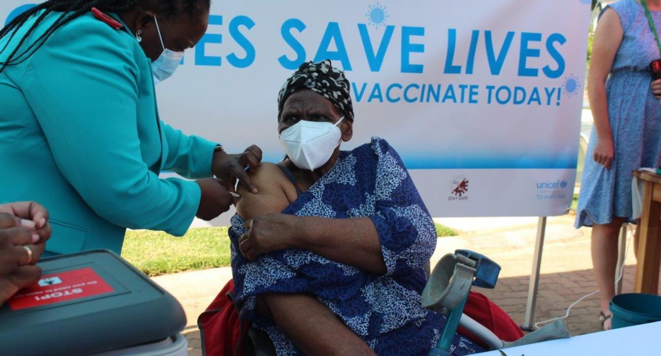 One of the senior citizens receiving first dose of the vaccine