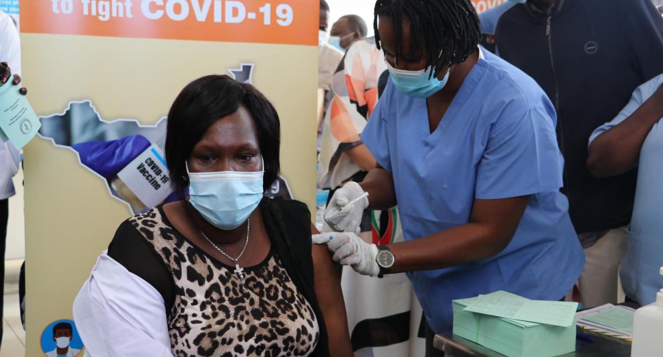 The first person in the country to be vaccinated against the virus was the Hon. Minister of Health Elizabeth Achuei