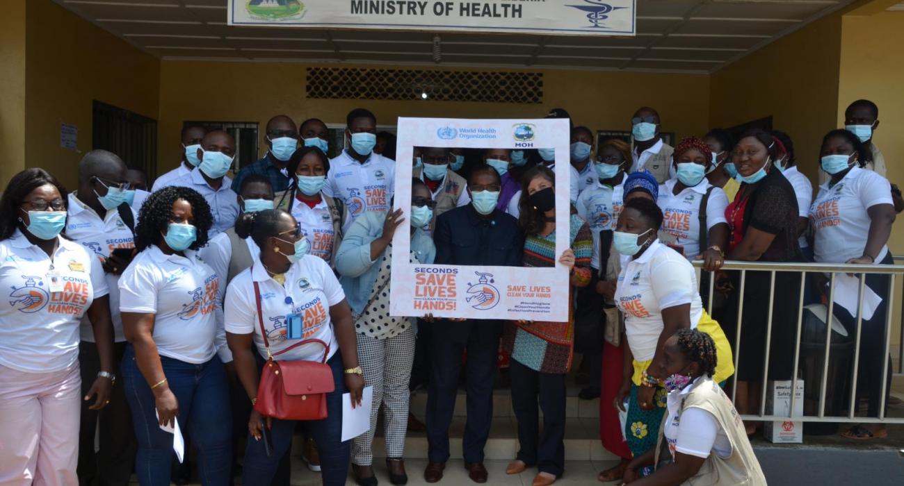 Group picture of participants at the global hand hygiene day program in Monrovia