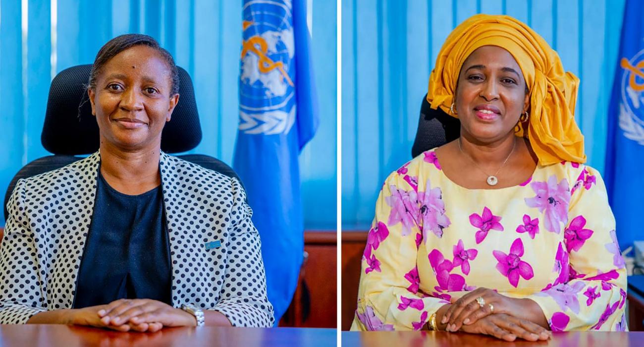 Outgoing WHO Rwanda Country  Representative Dr. Kasonde Mwinga (left)   Incoming Acting WHO Rwanda Country  Representative Dr. Ndoungou Salla Ba (right)