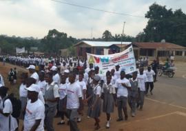 African Vaccination Week parade in Liberia