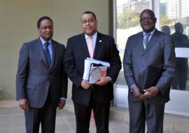 Pierre M’Pele-Kilebou, WHO Representative to Ethiopia; Garry Conille, UNOPS Regional Director for Africa; Bamidele Ilebani, UNOPS Country Coordinator for Ethiopia, Djibouti and South Sudan