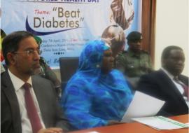 Minister of Health (right) Permanent Secretary, FMOH (middle) and WR (left0 at the 2016 WHD event