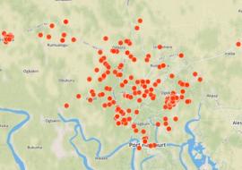 Distribution of health facilities visited by DSNOs in February 2015