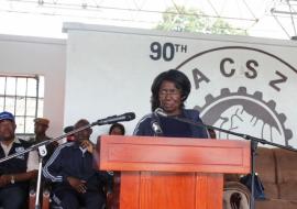 The Vice President of the Republic of Zambia, Her Honour, Mrs Inonge Mutukwa Wina, launching the inaugural National Health Week in Lusaka