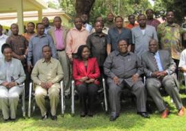 The Guest of Honor in a group photo with representatives from GAVI, Bill & Melinda Gates, WHO, UNICEF and PATH.