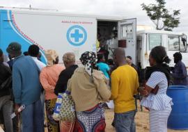 Members of the public accessing health services at the mobile hospitals during the National Health Week