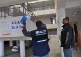 Dr Fahmi Ahmed of WHO Ethiopia and Dr El Shafi M Ahmed of MSF Holland on a supervisory visit to an Ebola isolation and treatment center in Addis Ababa.