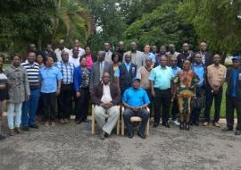 The participants from Ministry of Health, WHO Staff and the WHO Representative, Dr. Jacob Mufunda in the front row (right)