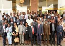 Representative of the Minister of Health (middle) in a group photograph during the stakeholders’ meeting on CCS - 30th January 2014