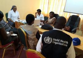 A team from WHO meet with senior staff of Jirapa hospital in Upper West Region during a mission to assess the status of meningitis preparedness and response activities