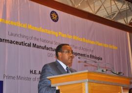 H.E. Mr Demeke Mekonnen, Deputy Prime Minister of Ethiopia, speaking at the launch.