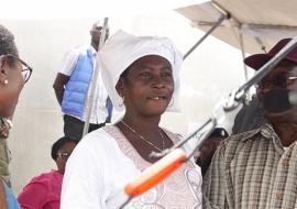 Adama Sankou, an Ebola survivor, was released from the Makheni Ebola treatment unit on 24 August 2015, Sierra Leone.