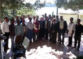 Researcher participants with Dr Khaled Bessaoud (Center), staff from WHO CO, HQ , FMOH/EHNRI