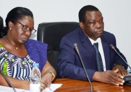 Dr Kouassi Edith Clarisse, représentant la Ministre ivoirienne de la santé, et le Dr Seydou Coulibaly, Représentant par intérim de l'OMS en Côte d'Ivoire