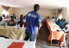 Dr Abraham Abenego, a National Public Health Officer of WHO South Sudan making a presentation on diarrheal diseases. Photo: WHO.