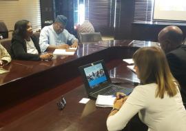 Left to Right (clockwise from top): Ms Segotso (UNFPA Asst Rep), Dr Seipone (DPS - MoHW), Dr Ovberedjo (WR Botswana), Dr Bodo (WHO Uganda), Dr Desta (WHO AFRO IST/ESA) and Dr Baltag (WHO HQ) during the debriefing session