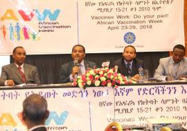 L to R: Prof. Yemane Berhan, H.E. Dr Kebede Worku, Dr Ephrem T. and Mulat Negus