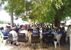 WHO and partners in a review meeting on the cholera response activities in Mubi North and Mubi South, Adamawa state. Photo: WHO/A.Apagu