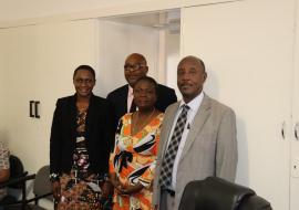 Dr Gasasira with Mrs Gore Staff Association President, MR Avognon, OO and Dr Nabyonga former OIC