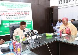 Nigeria’s Minister of State for Health, Dr Osagie Ehanire briefing journalists on  African Traditional Medicine Day.