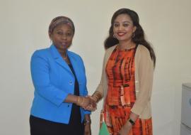 The Honorable Minister for Health, Ummy Mwalimu welcoming Dr. Tigest to Tanzania during a courtesy  meeting in Dodoma