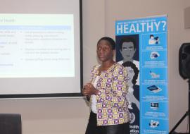 Dr Juliet Nabyonga from Inter- country Support Team for Eastern and Southern Africa making a presentation