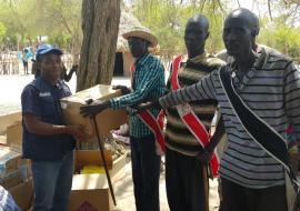 Emergency supplies being received by the community leaders