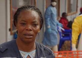 Dr Marie-Claire Kolie on site at an Ebola treatment facility