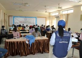 Mr Alex Freeman facilitating the IPC training for lab personnel  in Juba