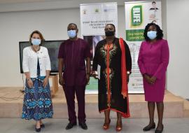 Dignitaries at the Function; from left to right: Mrs Anne Clarie Dufy, Dr Aboagye, Hon. Tina Mensah and Dr Neema Kimambo