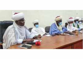 The Emir of Argungu (1st left) addressing council of chiefs in Kebbi State.jpg