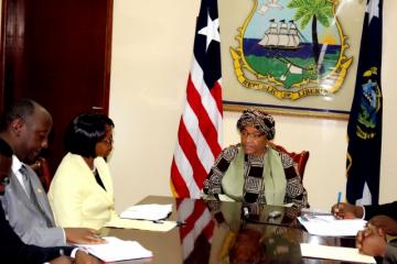 Courtesy call by Dr Moeti on President of Liberia Ellen Johnson Sirlea