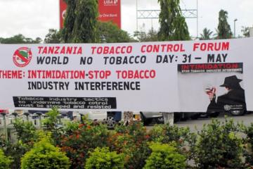 A banner displaying the theme of the day at the Julius Nyerere International Aiport