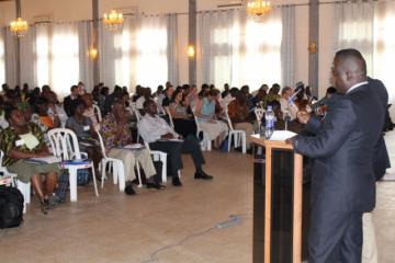 Mr. Stanford Wesseh Assistant Minister for Vital Statistics, Ministry of Health making a presentation at the Health System Assessment and Investment Plan Validation Meeting