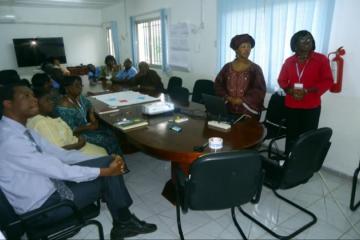 Hannah and Edith making presentation