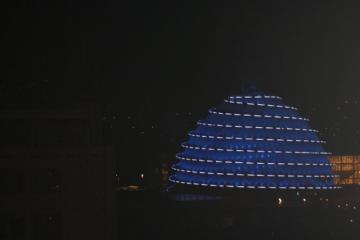 Kigali Convention Center lightened in blue to support the World Diabetes Day