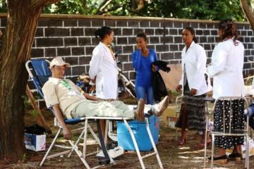 Participants of AVW donating blood during the launching as one of live saving activities