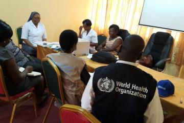 A team from WHO meet with senior staff of Jirapa hospital in Upper West Region during a mission to assess the status of meningitis preparedness and response activities